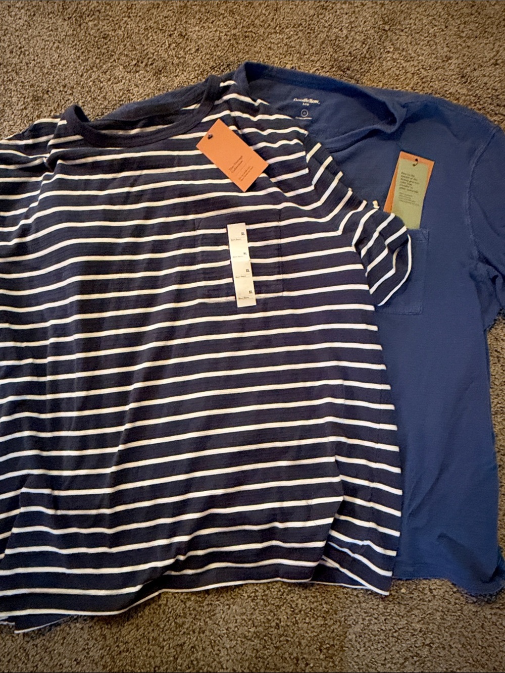 Goodfellow & Co Navy and White Striped Short-Sleeve Tee